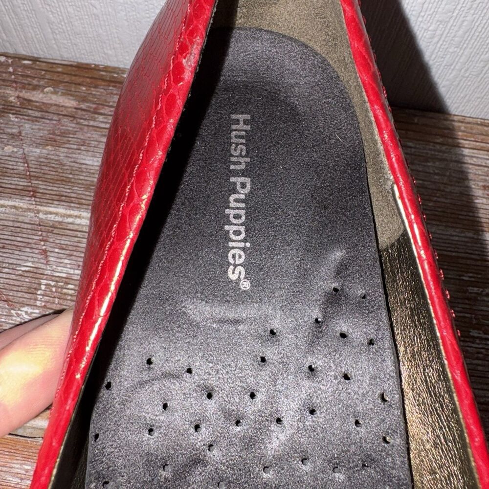 Red Bow Hush Puppies Snakeskin Flats Work Twee Retro Funky Classic Fun Women 8.5 - Picture 15 of 16